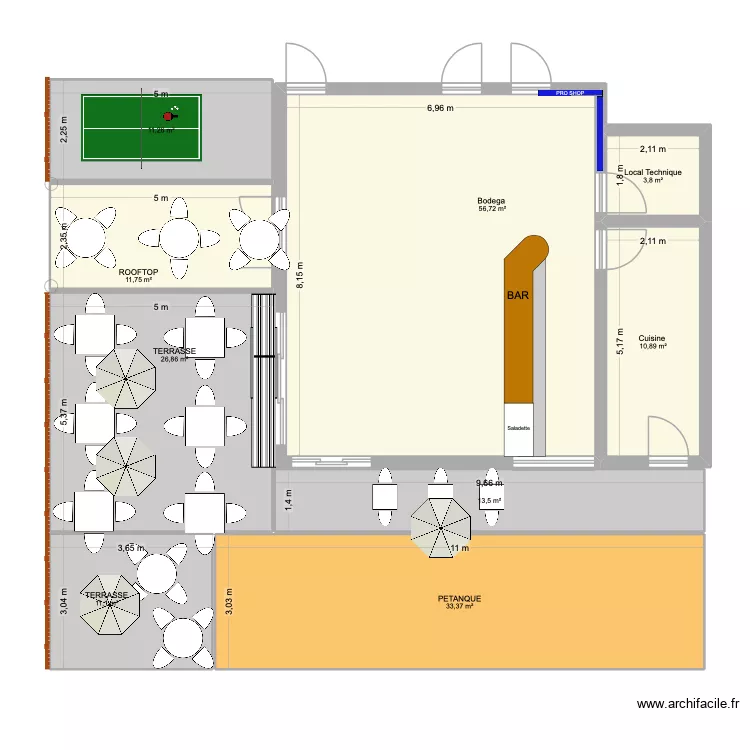 HOLA PADEL. Plan de 9  et 179 m²