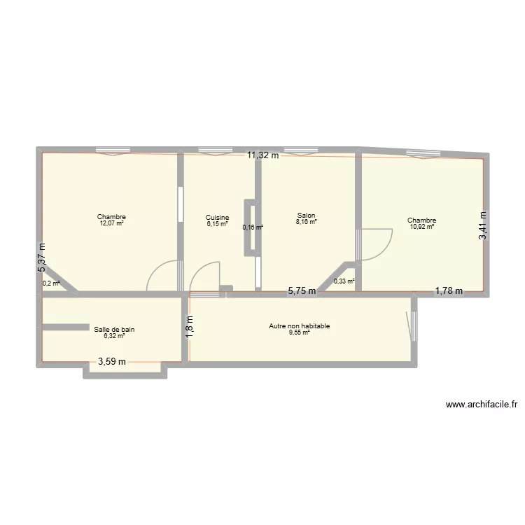 gkg. Plan de 9 Pièces et 54 m²