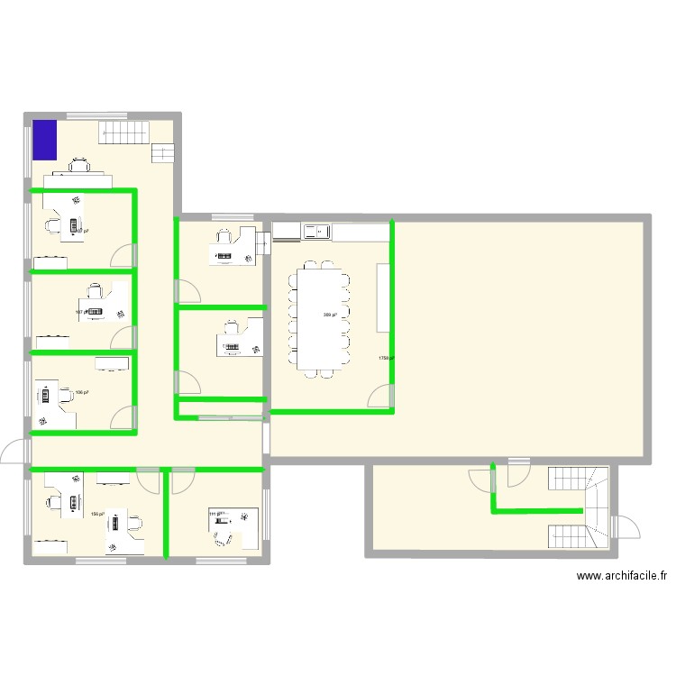 225 Seigneuriale agrandissement SS 28 x 52. Plan de 7 pièces et 247 m2
