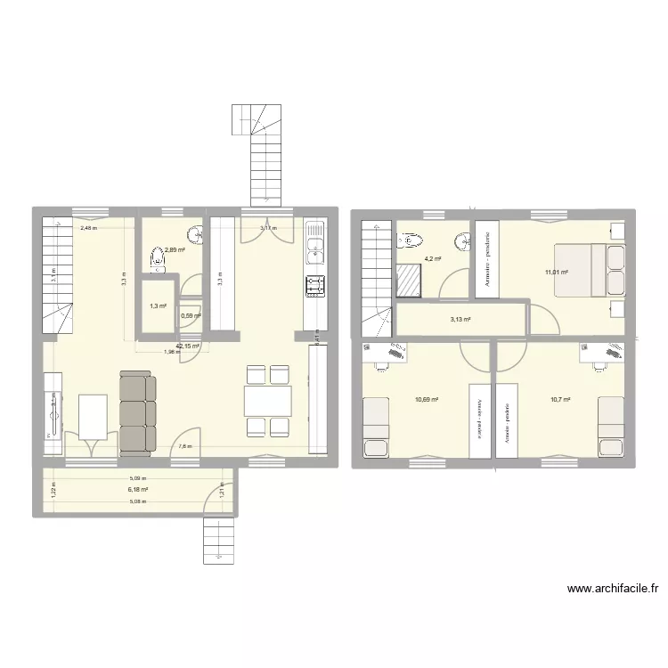 Maison. Plan de 10 Pièces et 93 m²