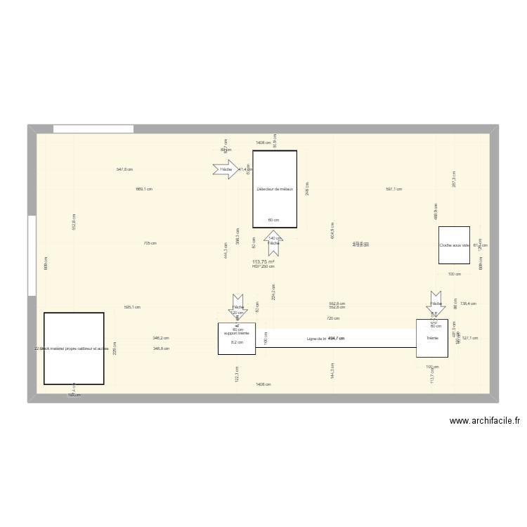 Atelier ALM existant. Plan de 1 pièce et 114 m2