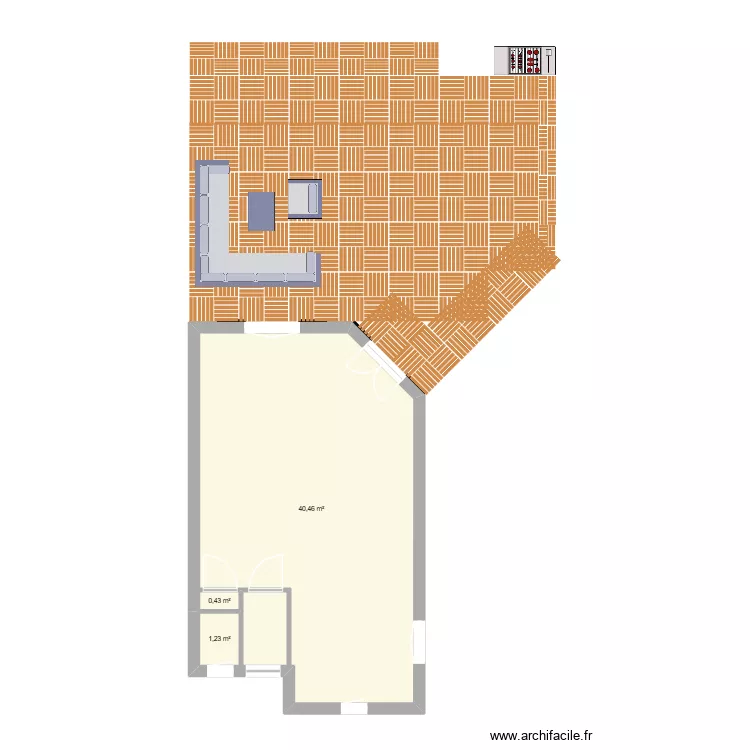 terrasse amerey. Plan de 3  et 42 m²