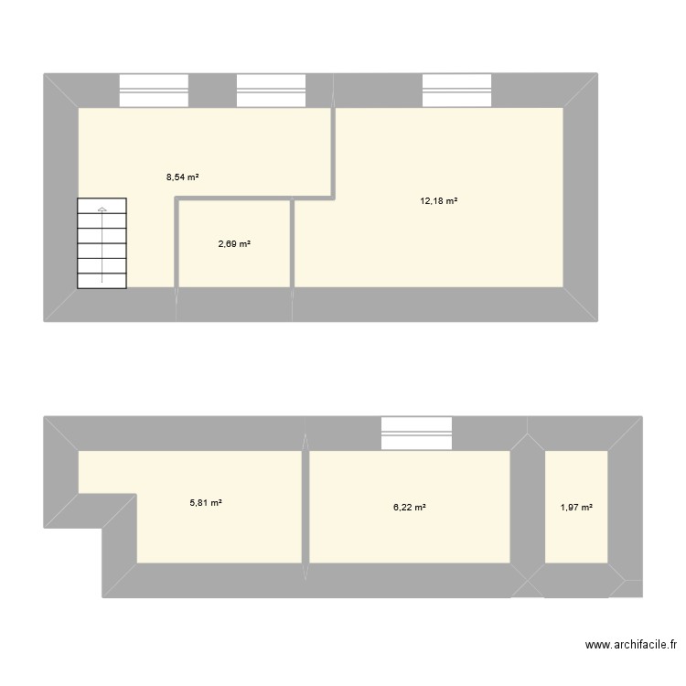 R+3 GAMBETTA. Plan de 6 pièces et 37 m2