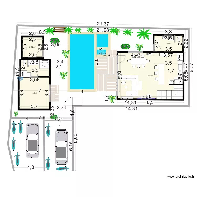 Villa 2 - Lantai 1 - POOLPantai 2.50x1.70 NEW. Plan de 5  et 80 m²