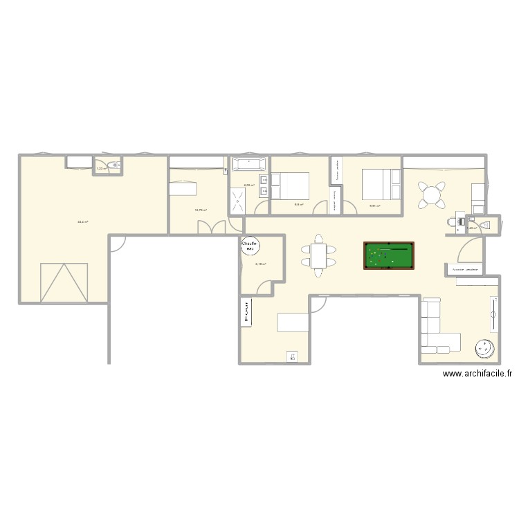 maison. Plan de 9 pièces et 173 m2