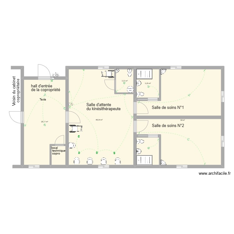 cabinet kiné. Plan de 0 pièce et 0 m2