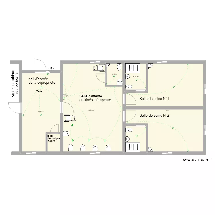 cabinet kin&eacute;. Plan de 