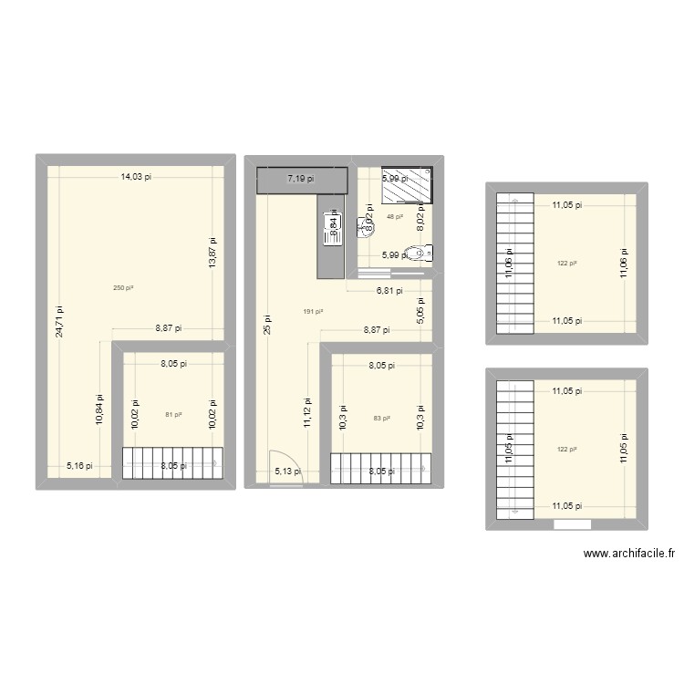 Appartement jubé. Plan de 7 pièces et 84 m2