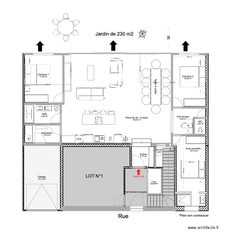 MONTCHAT RDC AMENAGEMENT AVEC POTEAU. Plan de 11 pièces et 140 m2