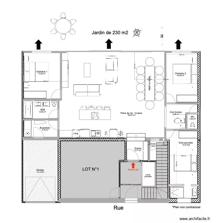 MONTCHAT RDC AMENAGEMENT AVEC POTEAU. Plan de 