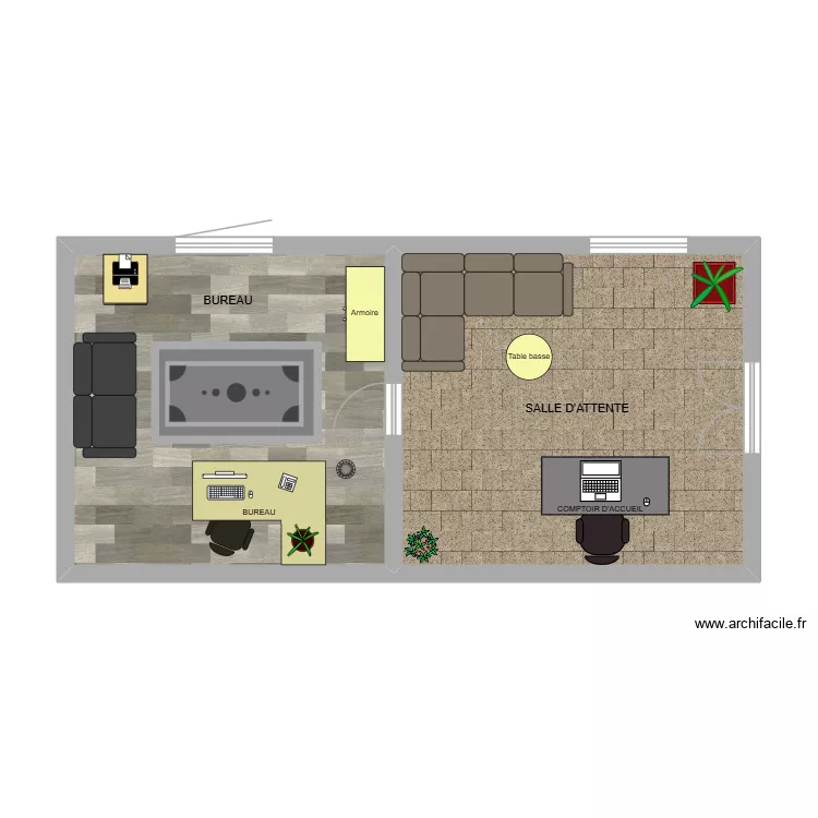 Bureau. Plan de 2 Pièces et 47 m² Bureau. Plan de 2 Pièces et 47 m²