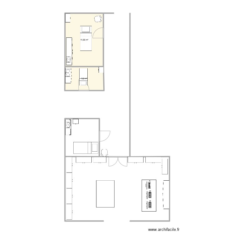 yves rocher. Plan de 2 pièces et 17 m2