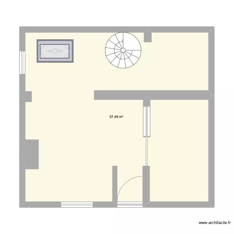 rez de chaussée maison avec nouvel escalier. Plan de 1 Pièce et 57 m² rez de chaussée maison avec nouvel escalier. Plan de 1 Pièce et 57 m²