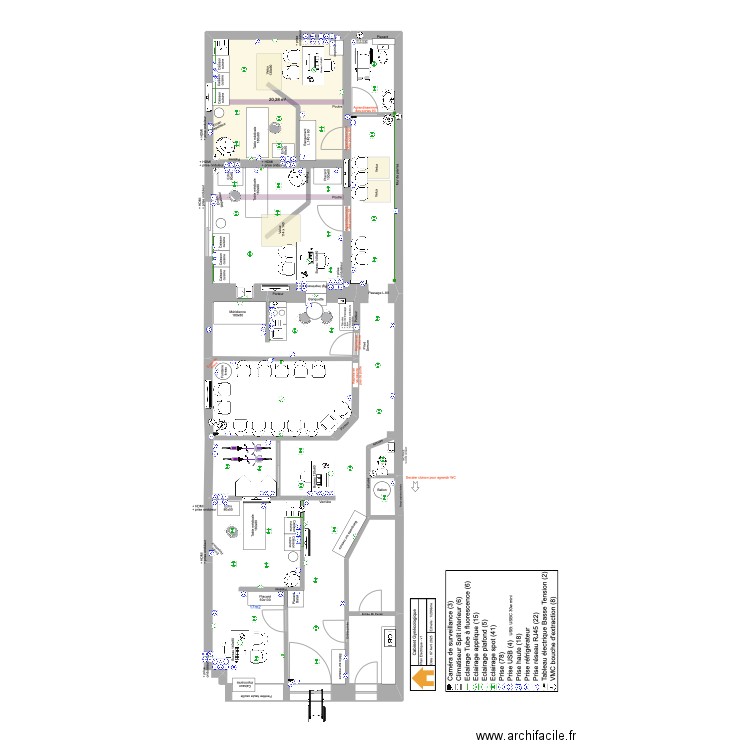 CabGyneco_PlanElectrique_V1. Plan de 1 pièce et 20 m2
