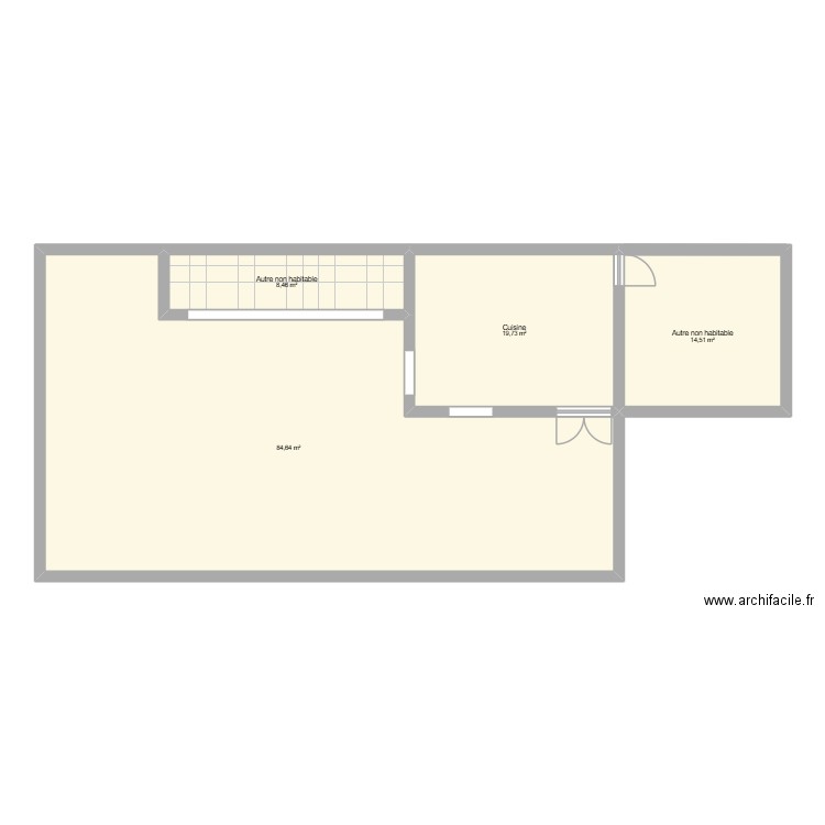 restaurant project. Plan de 4 pièces et 127 m2