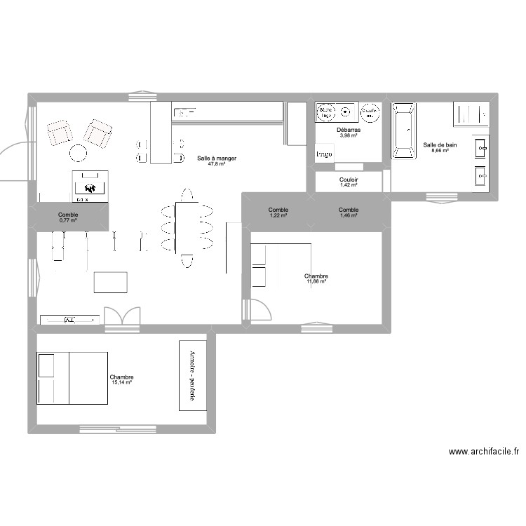MAISON BÉBOU 3. Plan de 9 pièces et 92 m2