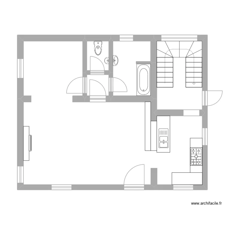 ACOSSE 3 RDC Logement 1V2. Plan de 5 Pièces et 58 m² ACOSSE 3 RDC Logement 1V2. Plan de 5 Pièces et 58 m²