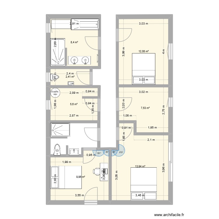 Coin nuit projet. Plan de 0 pièce et 0 m2