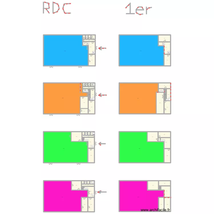 RDC Salle. Plan de 64  et 2924 m²