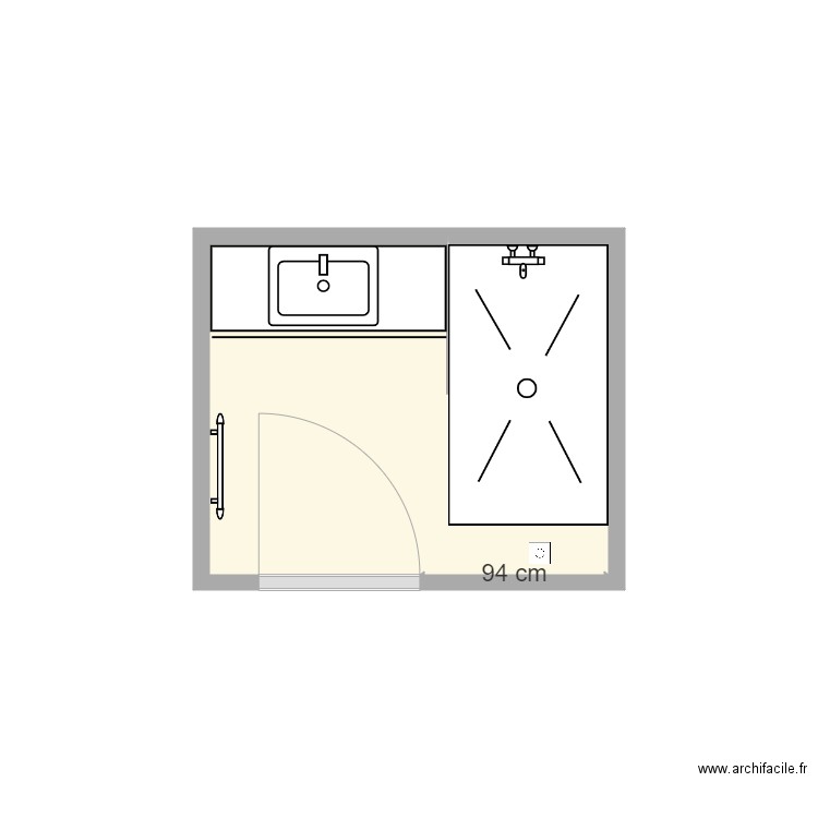 SDB Mamie. Plan de 1 pièce et 3 m2