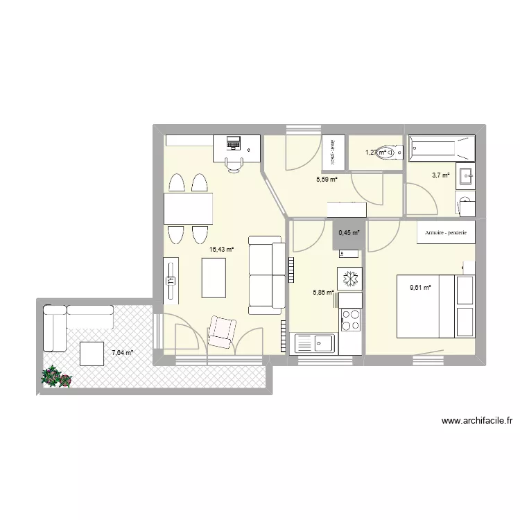 Appart 52m2. Plan de 8 et 51 m² Appart 52m2. Plan de 8 et 51 m²