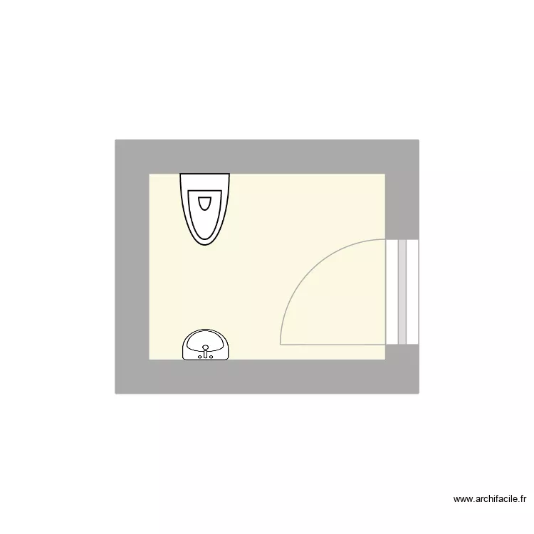 WC Huy. Plan de 1  et 3 m²