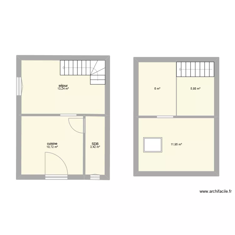 Gite. Plan de 6 et 51 m² Gite. Plan de 6 et 51 m²