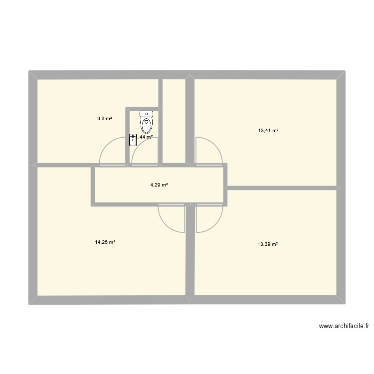 solongo étage. Plan de 6 pièces et 56 m2