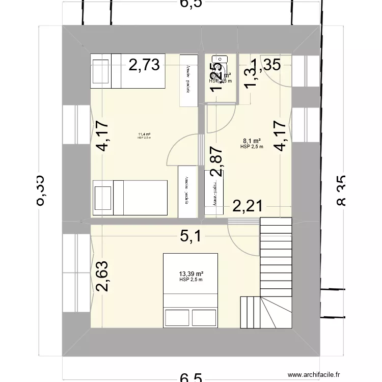 Longere escalier nord poele centre. Plan de 