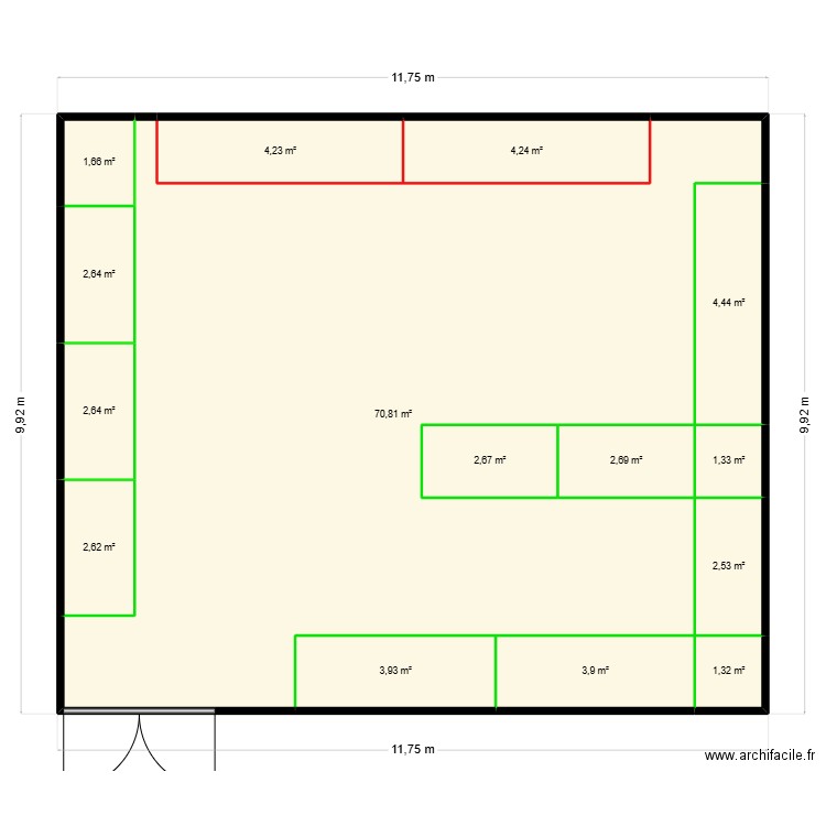 Douvrin. Plan de 15 pièces et 112 m2