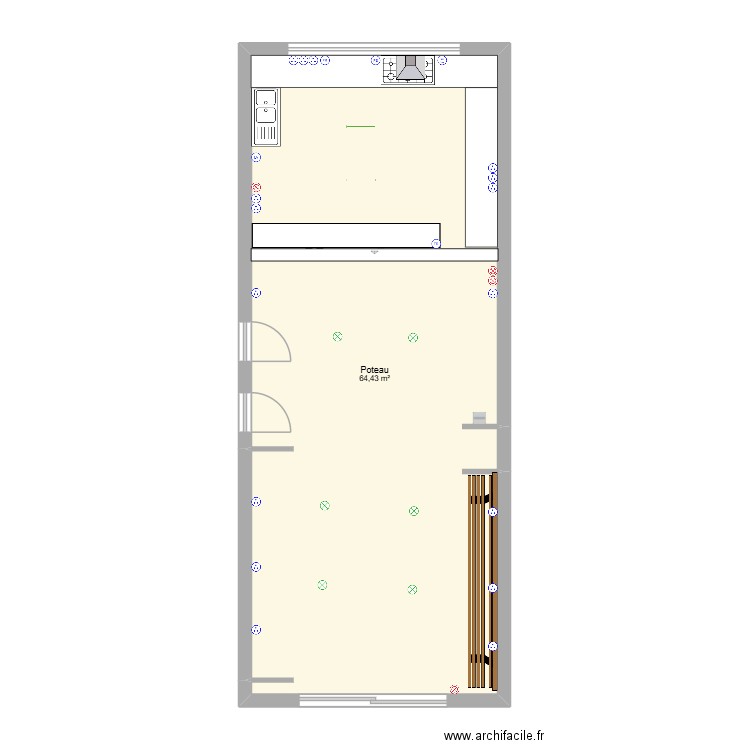 BruchLocal. Plan de 1 pièce et 64 m2