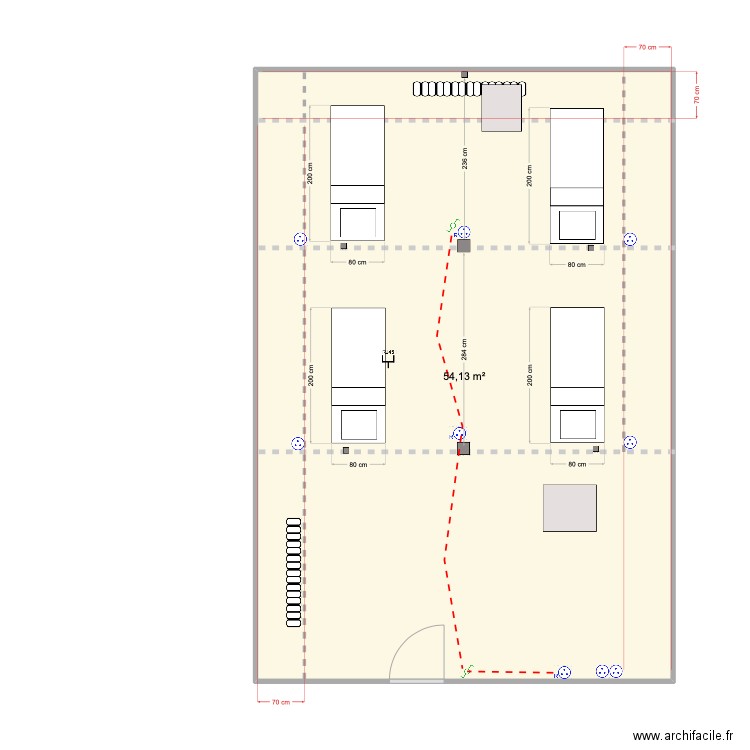 combles. Plan de 1 pièce et 54 m2