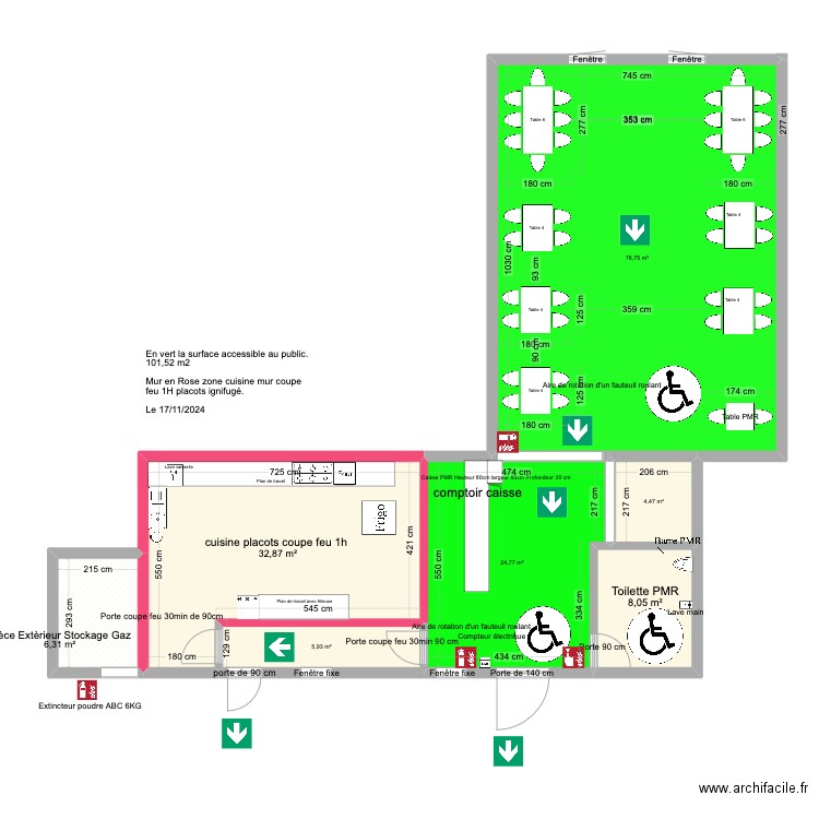burger and grill plan d'implatation 1.2. Plan de 7 pièces et 159 m2