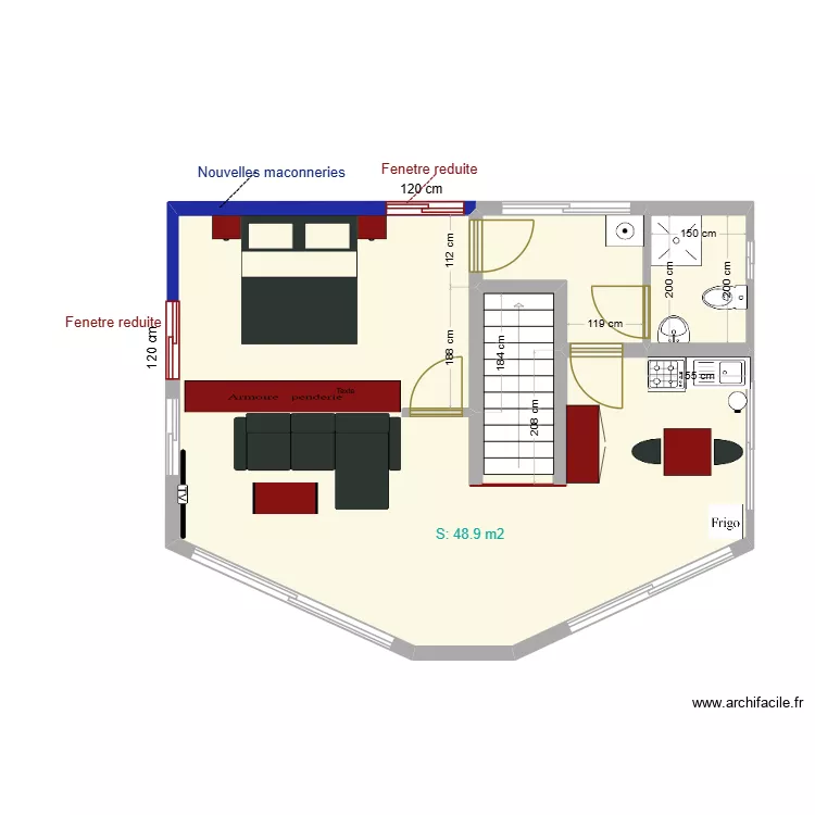 Appartement IV. Plan de 4  et 50 m²