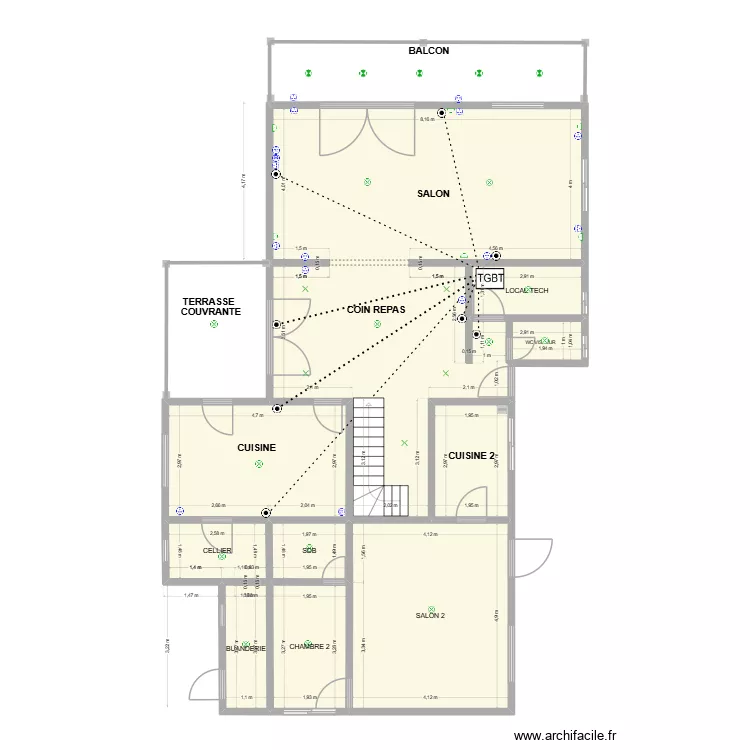 RDC_Electricit&eacute;_BJ. Plan de 9  et 122 m²