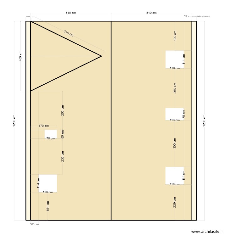 PLAN A PLAT DE LA TOITURE . Plan de 5 pièces et 139 m2