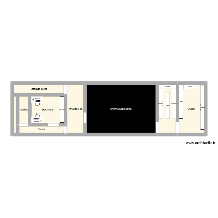 Rack. Plan de 9 pièces et 53 m2