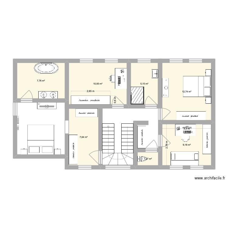 Projet maison Allemagne 2. Plan de 7 pièces et 55 m2
