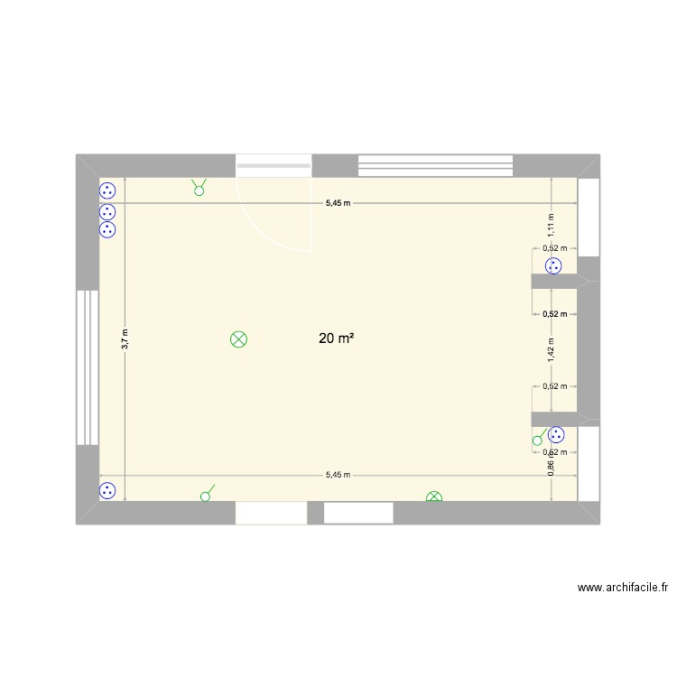 PLAN SALON ST JOSEPH. Plan de 1 pièce et 20 m2