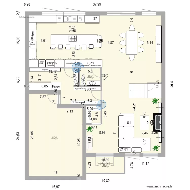 214 ruth premier test. Plan de 4  et 141 m²