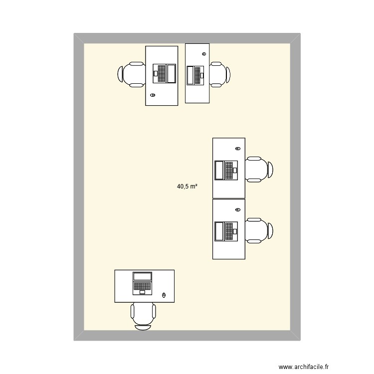 bureau 1. Plan de 1 pièce et 41 m2