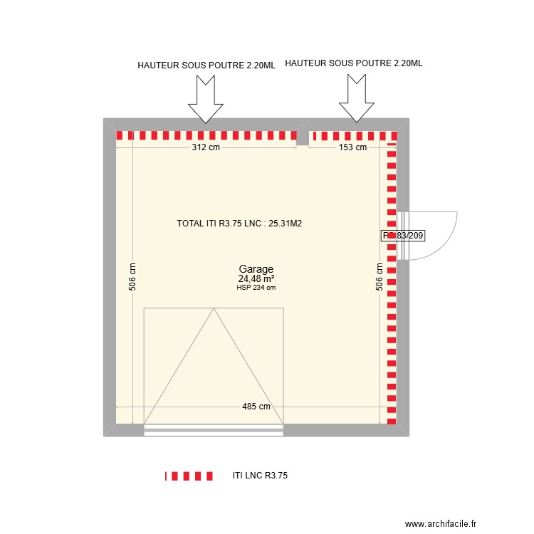 FONTAINE V GARAGE . Plan de 1 pièce et 24 m2