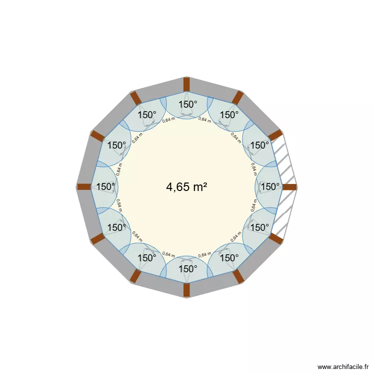 cabane moulin. Plan de 1  et 5 m²