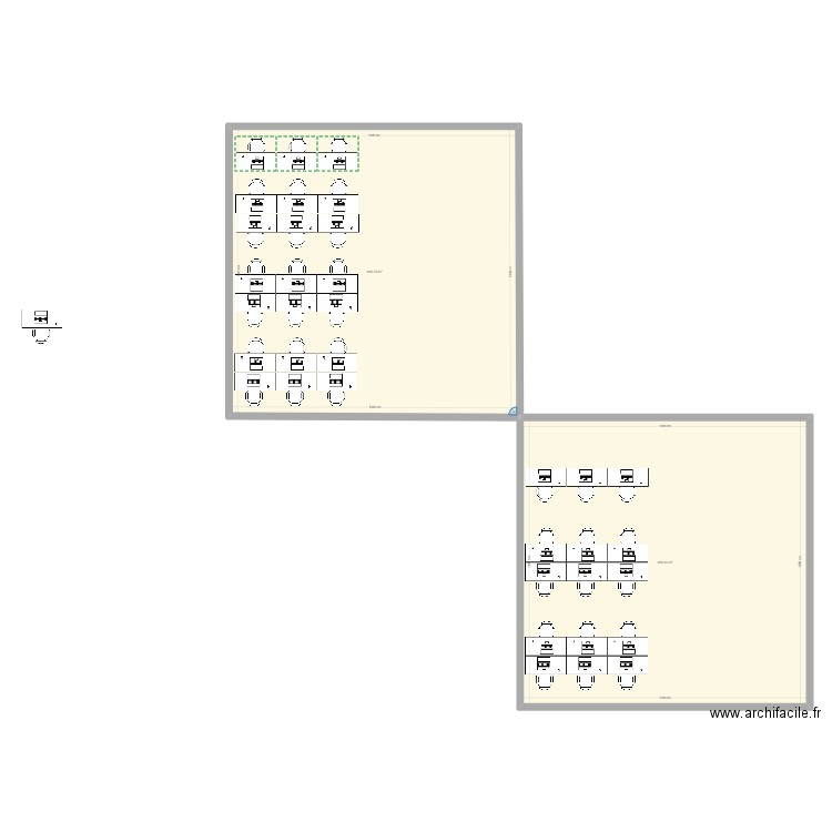 Bureau. Plan de 2 pièces et 339 m2