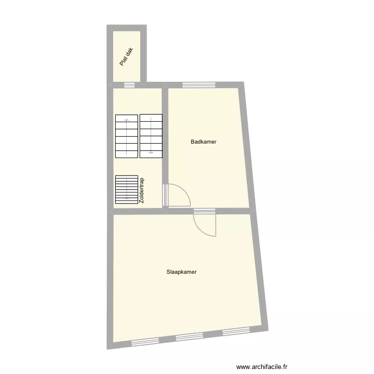 Warschaustraat 1e verdieping. Plan de 4  et 43 m²