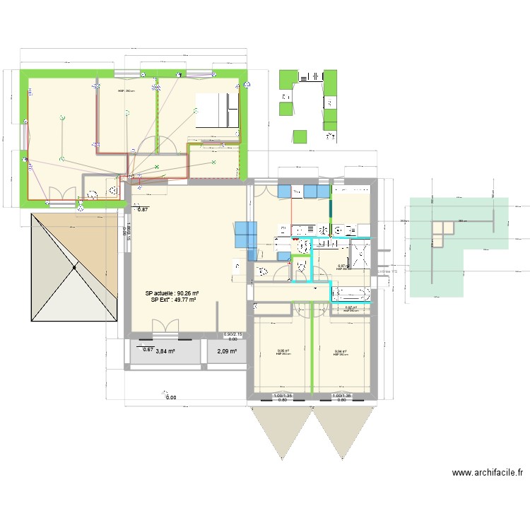 extension nord 22-1-23 autre plan. Plan de 34 pièces et 285 m2