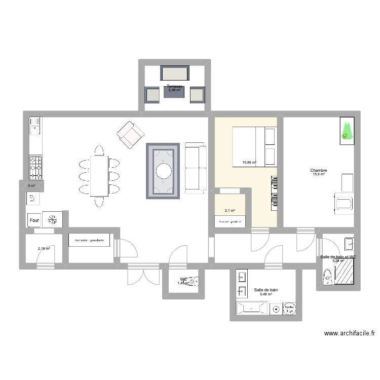 Lannes - plan modifié. Plan de 9 pièces et 46 m2