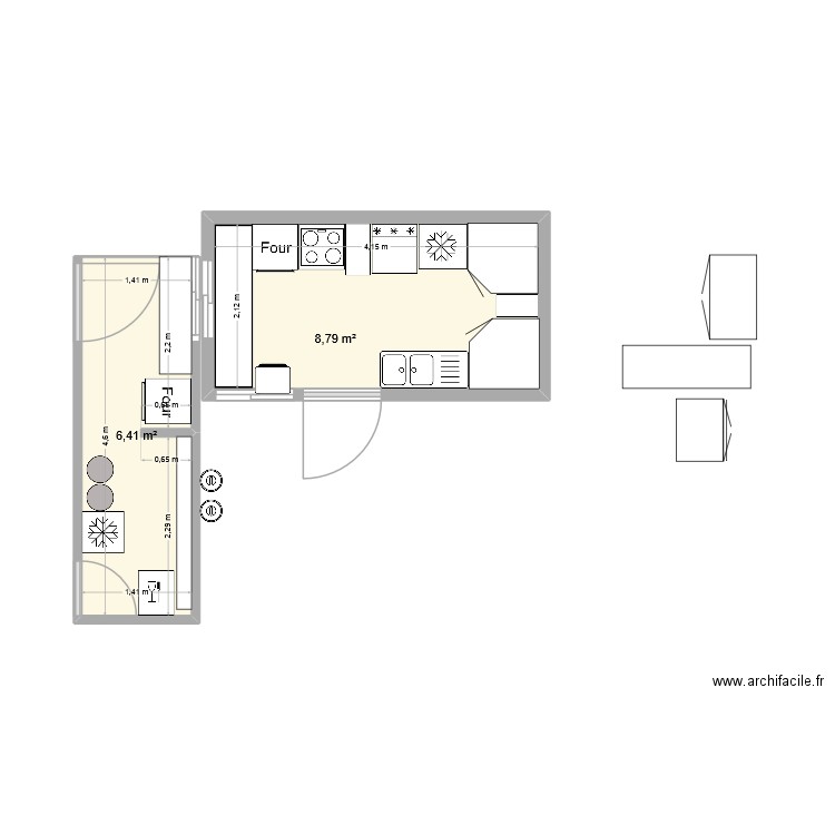 cuisine algeco neuf. Plan de 2 pièces et 15 m2