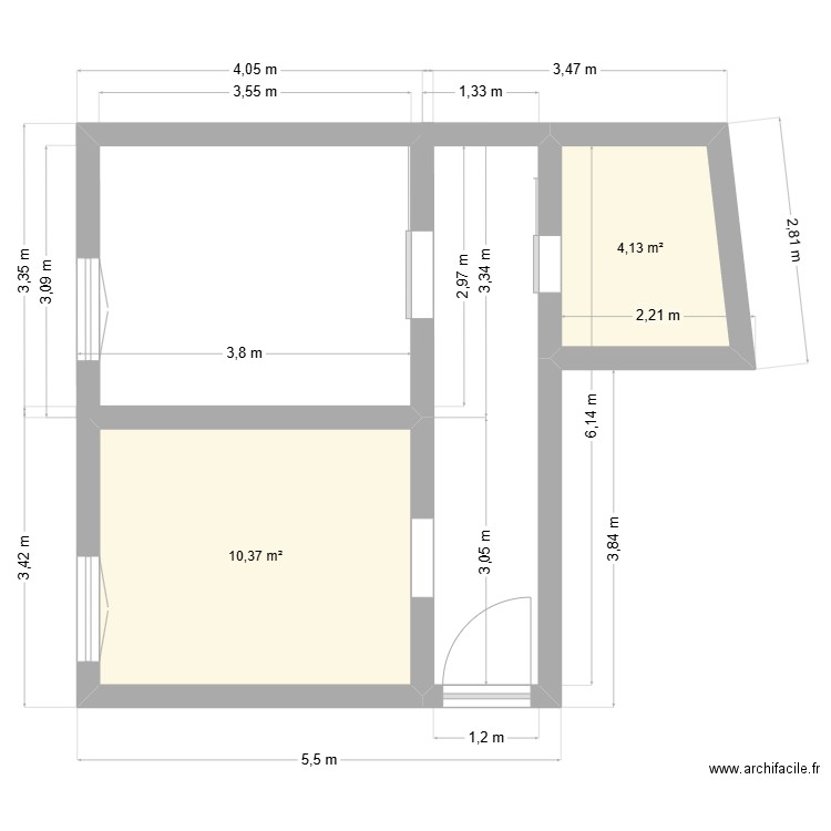 Nice. Plan de 2 pièces et 15 m2