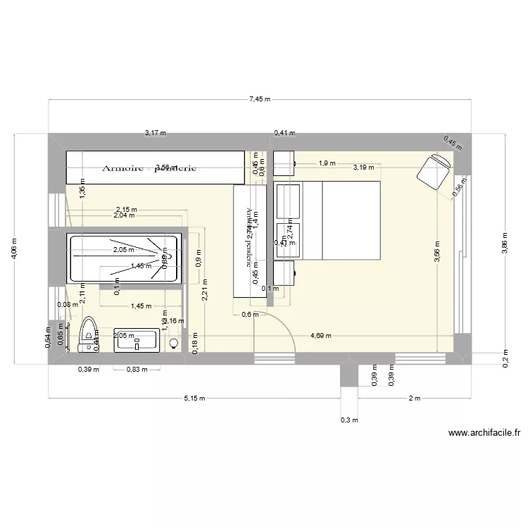 Chambre parentale. Plan de Chambre parentale. Plan de